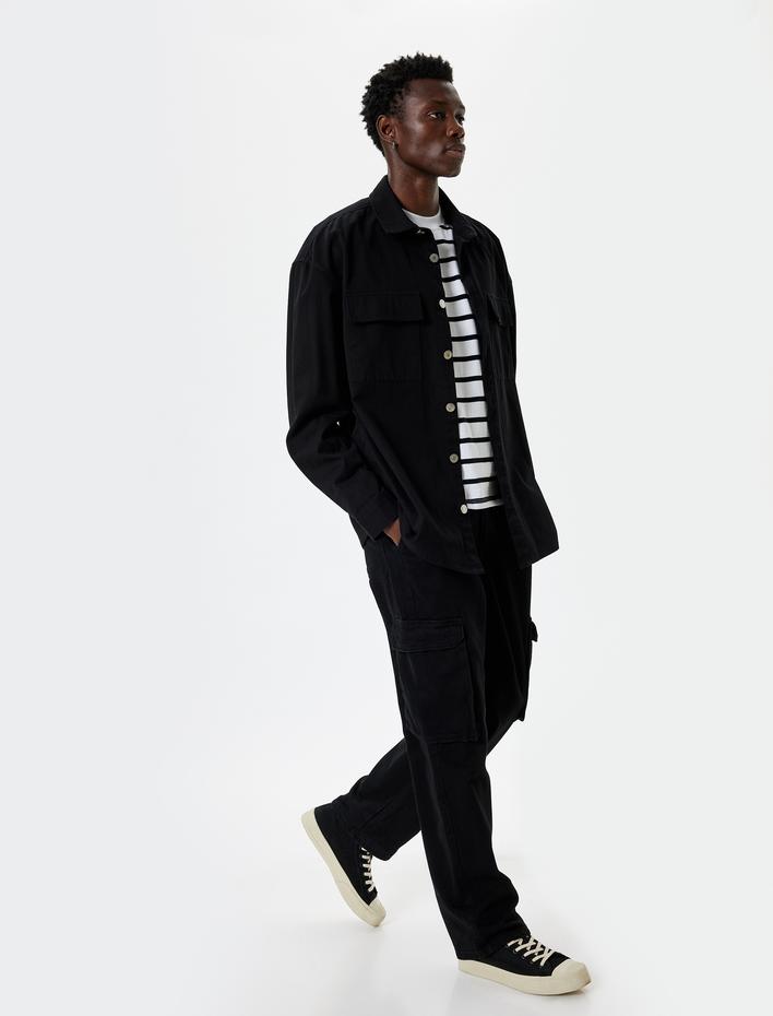  Cep Detaylı Pamuklu Kargo Kot Pantolon