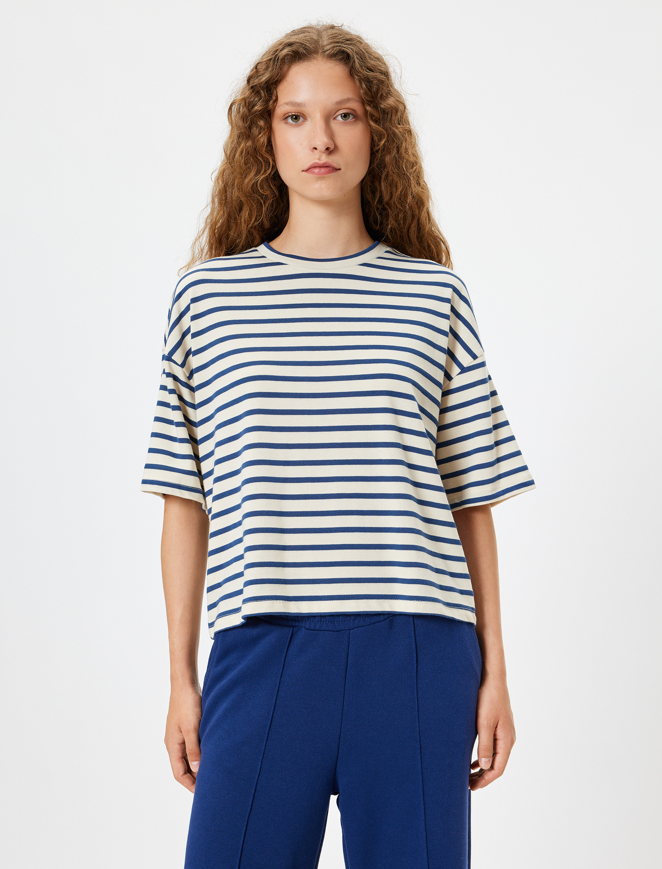   Basic Tişört Kısa Kollu Bisiklet Yaka Viskon Karışımlı