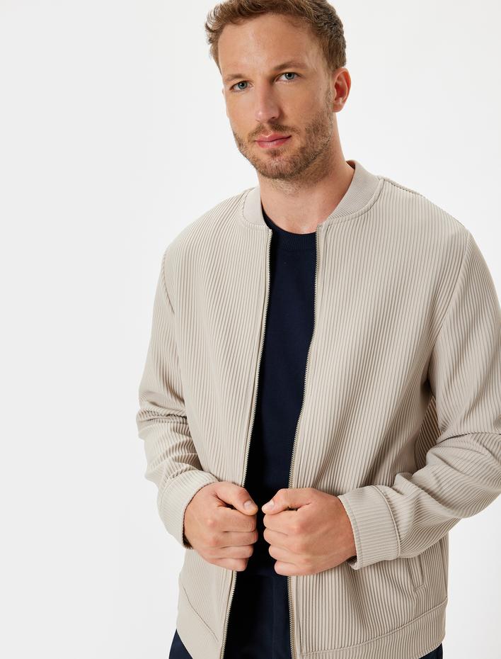  Bomber Ceket Fitilli Fermuarlı