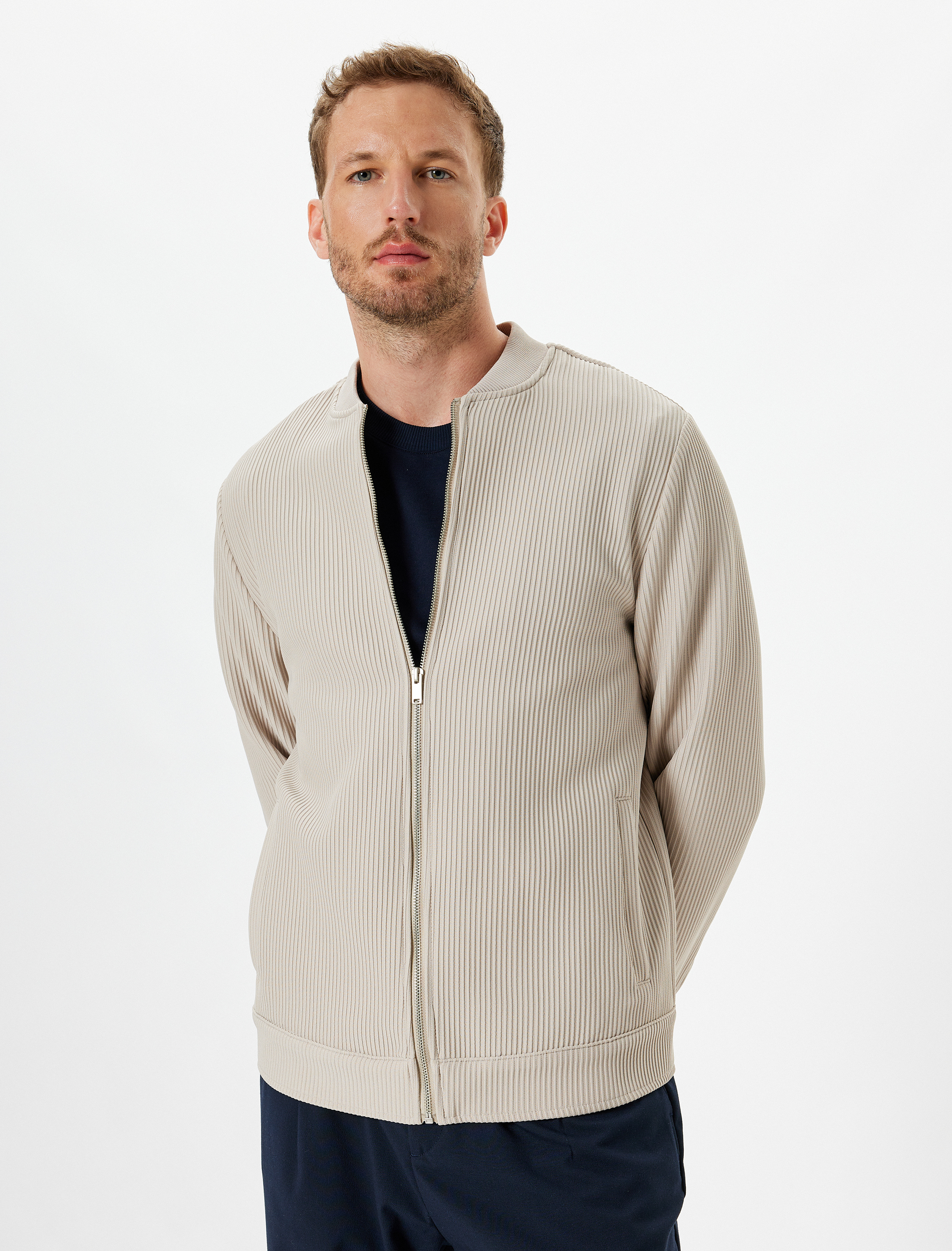   Bomber Ceket Fitilli Fermuarlı