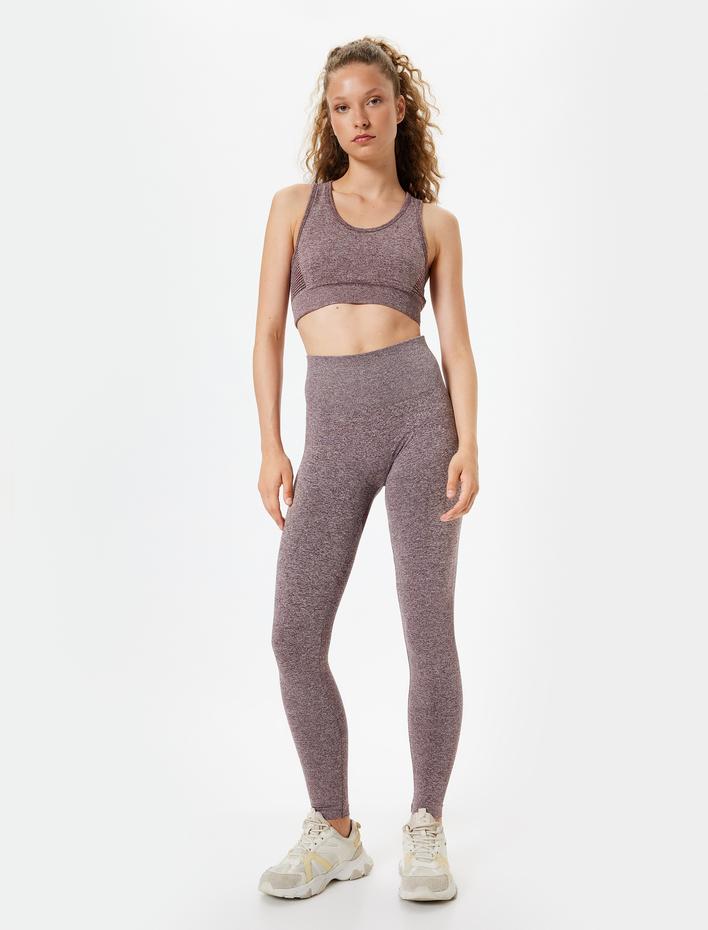  Dikişsiz Tayt Spor Yüksek Bel Tül Detaylı Kırçıllı Slim Fit