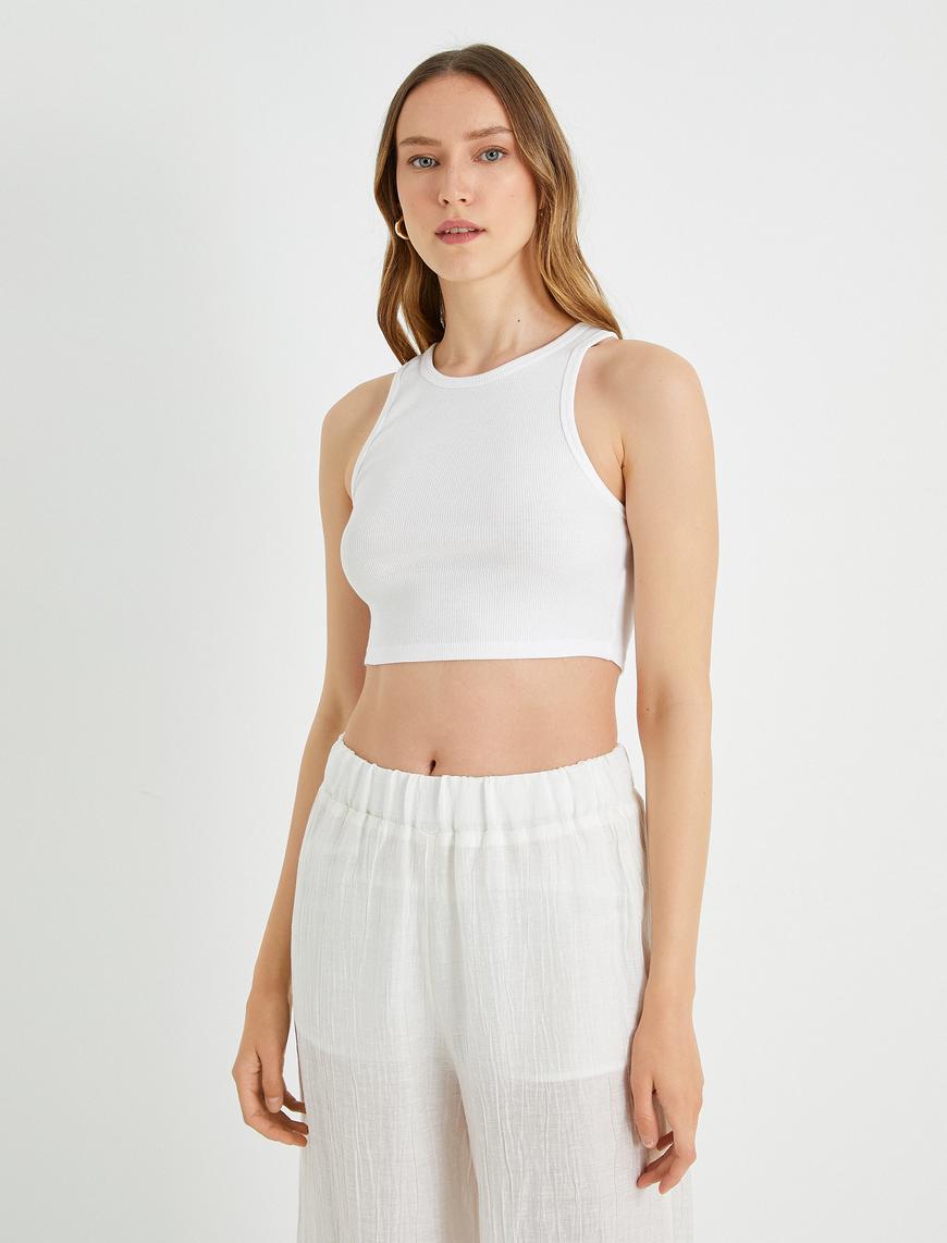   Basic Crop Atlet Halter Yaka Pamuklu