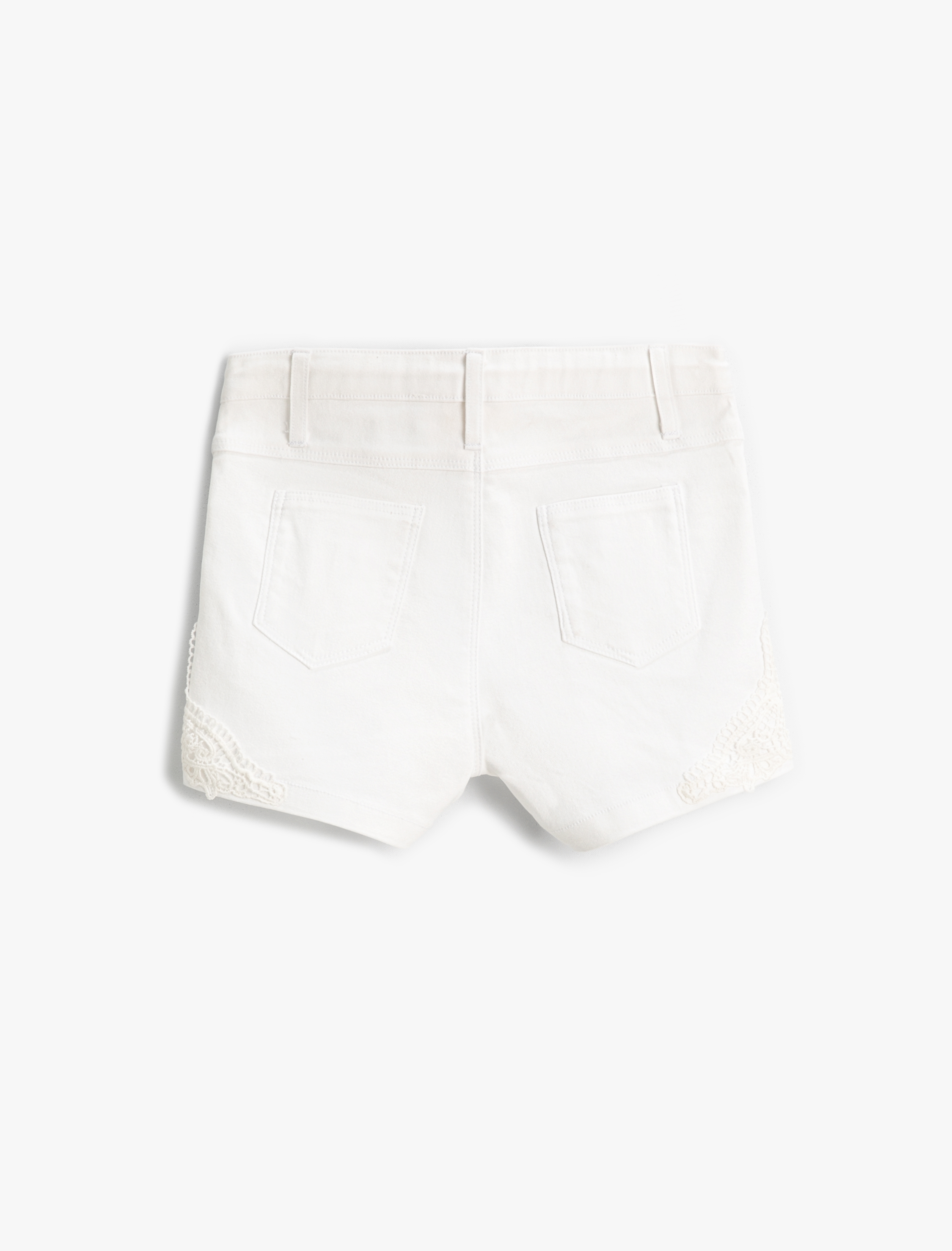  Kız Çocuk Şort Yanları Dantel Detaylı Diz Üstü Cepli