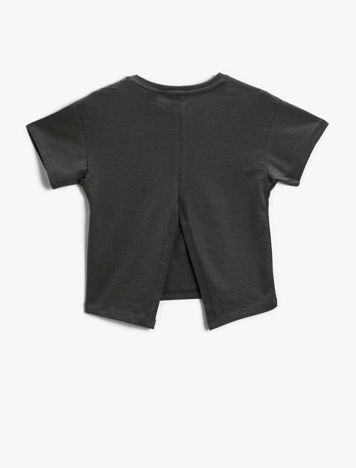 Kız Çocuk Harry Potter Baskılı Tişört Lisanslı Crop Yırtmaç Detaylı