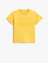 Sloganlı Kısa Kollu Tişört Bisiklet Yaka