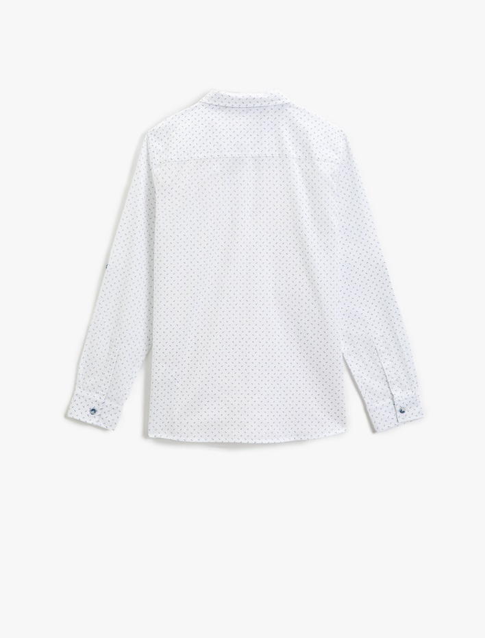Erkek Çocuk Baskılı Papyonlu Uzun Kollu Gömlek Pamuklu