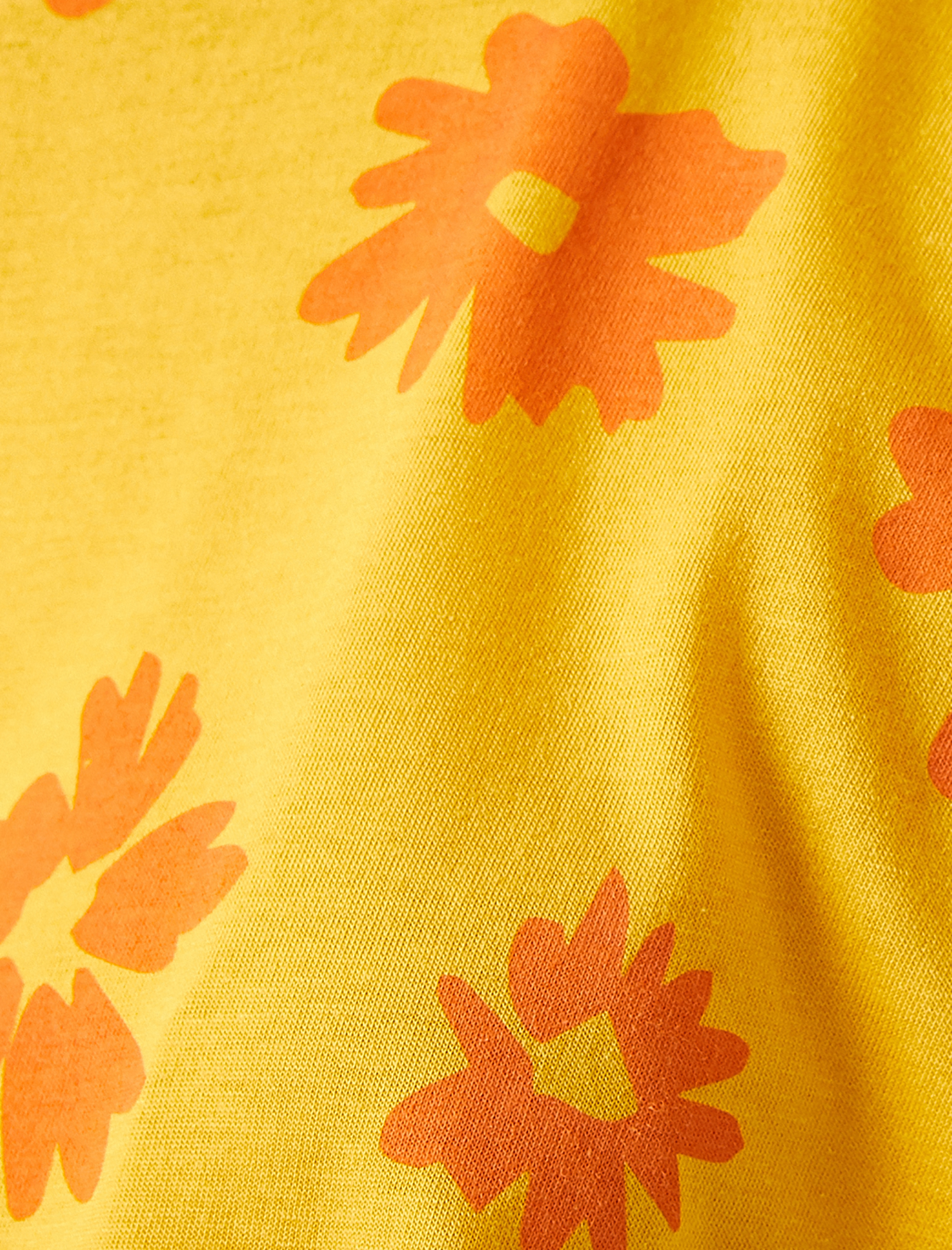   Çiçek Baskılı Tişört Bisiklet Yaka Kısa Kollu