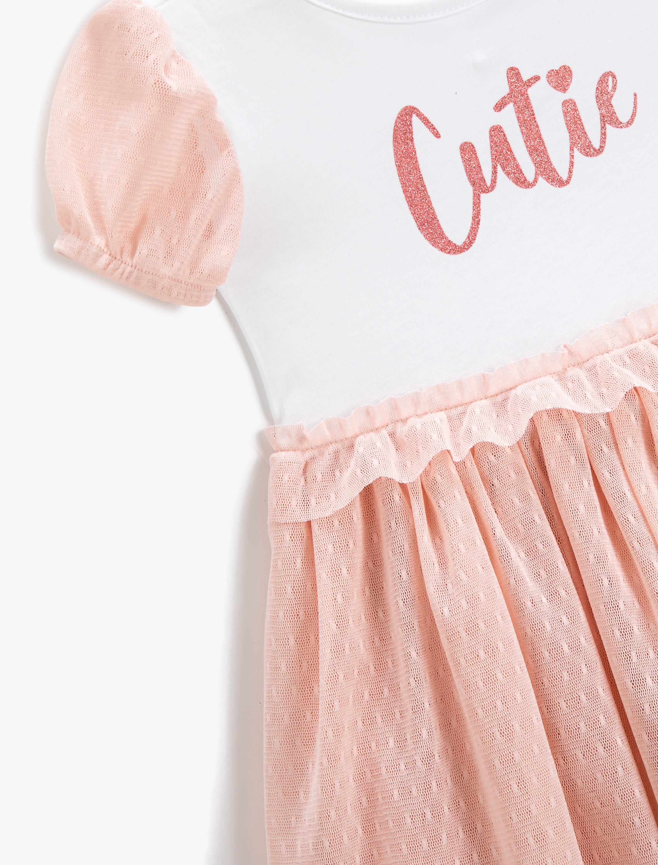  Kız Bebek Elbise Tül Balon Kollu Baskılı