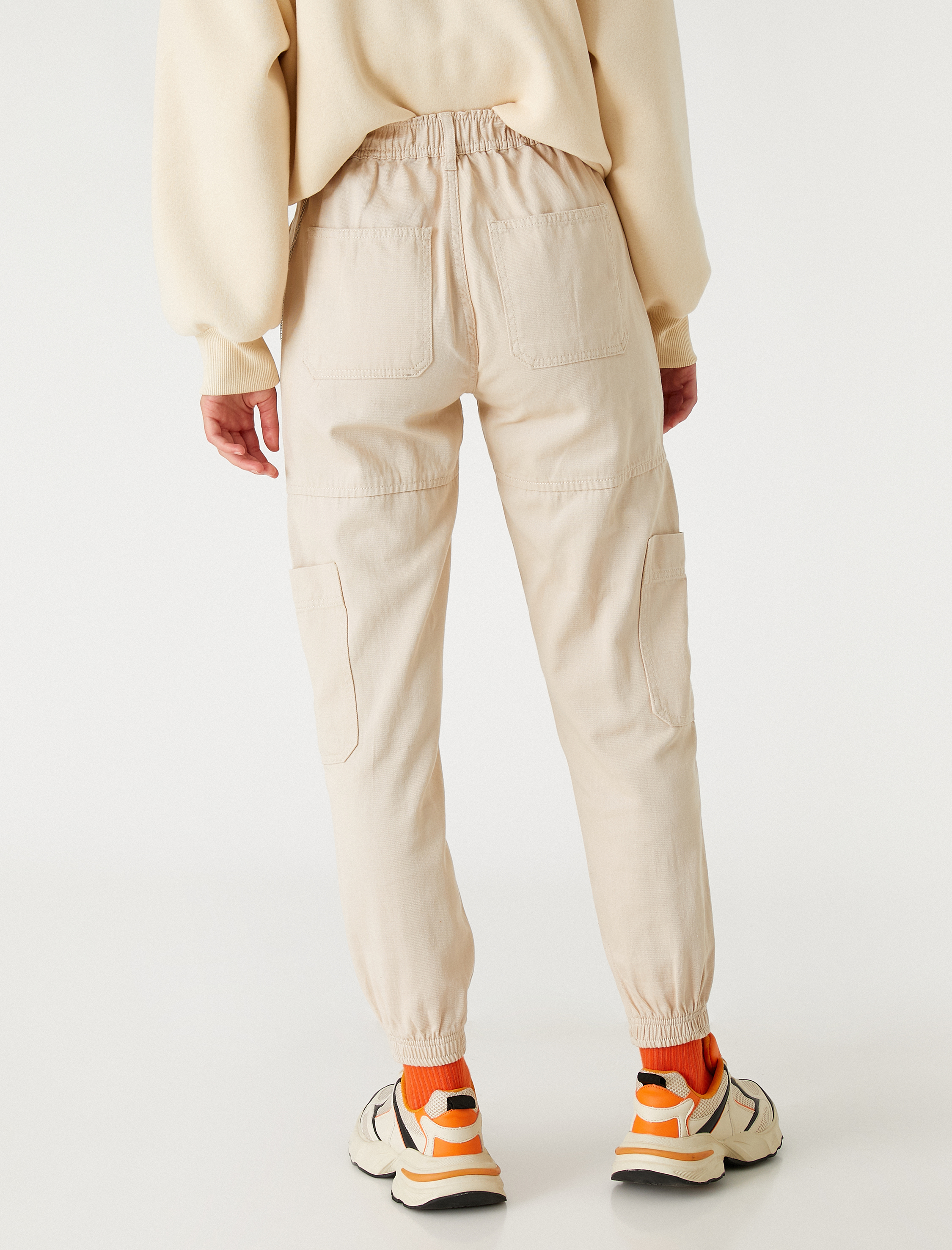   Kot Pantolon Beli Lastikli Rahat Kesim Yüksek Bel