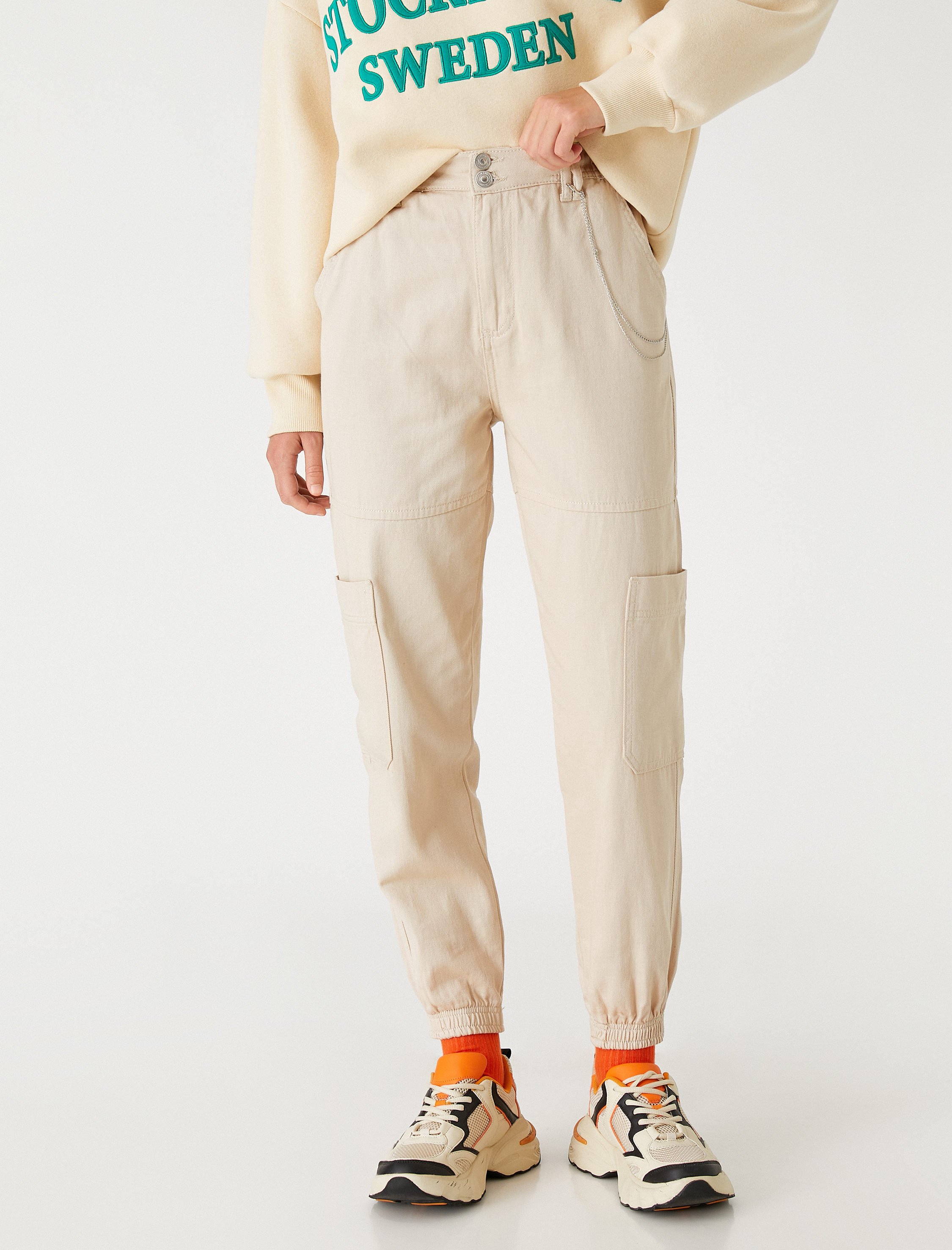   Kot Pantolon Beli Lastikli Rahat Kesim Yüksek Bel