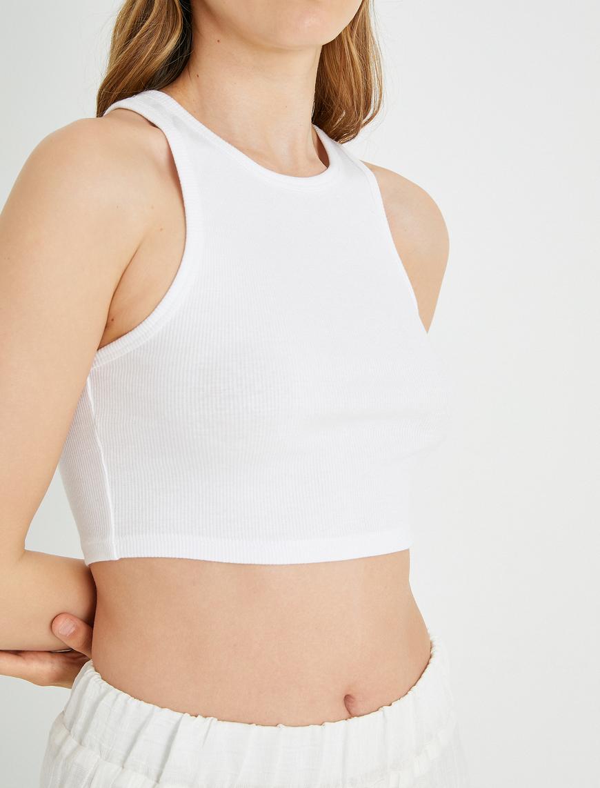   Basic Crop Atlet Halter Yaka Pamuklu