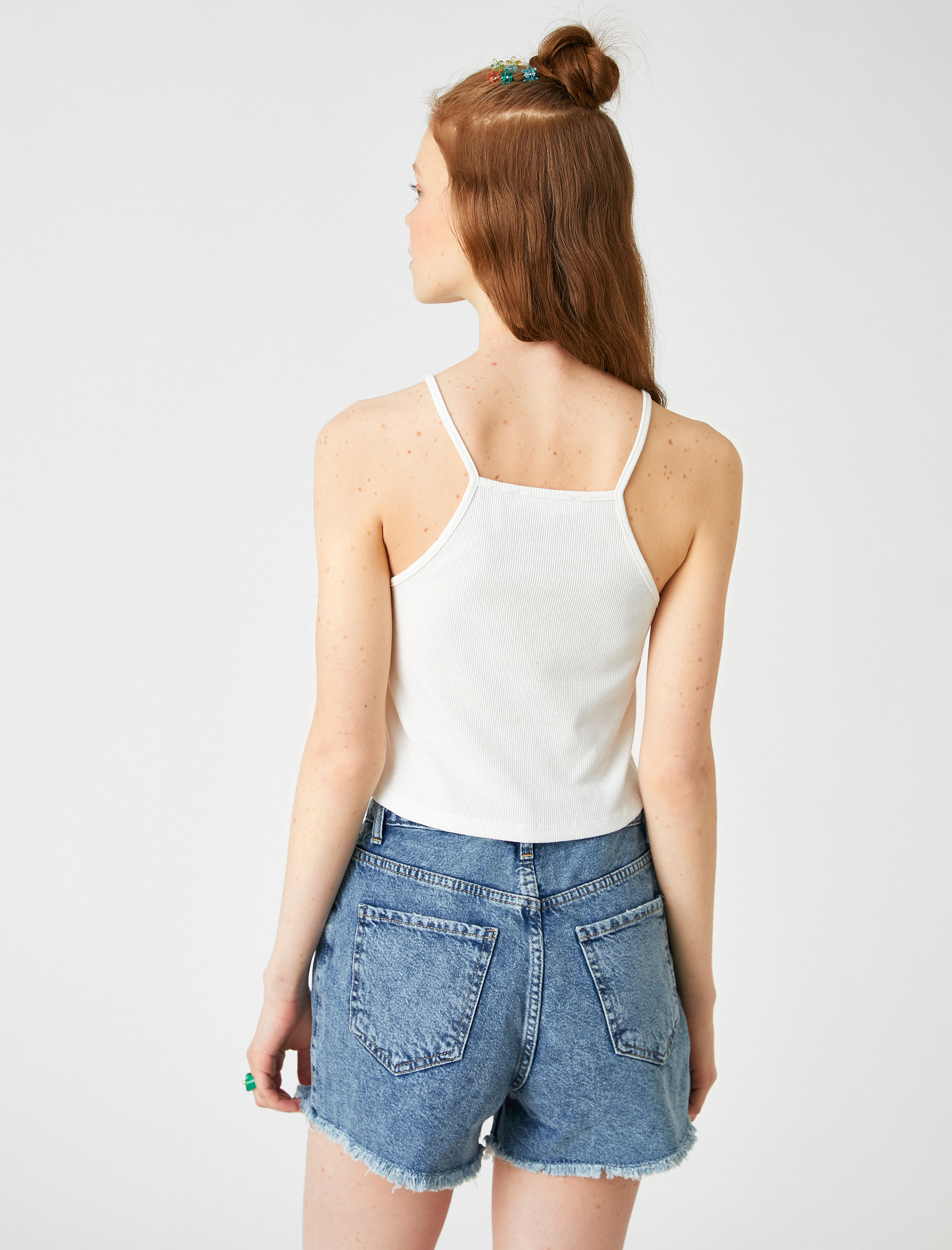   Halter Yaka Çiçek Baskılı Atlet