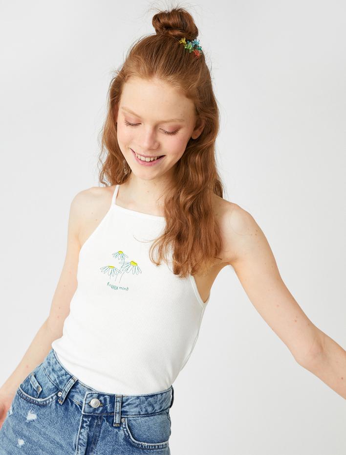  Halter Yaka Çiçek Baskılı Atlet