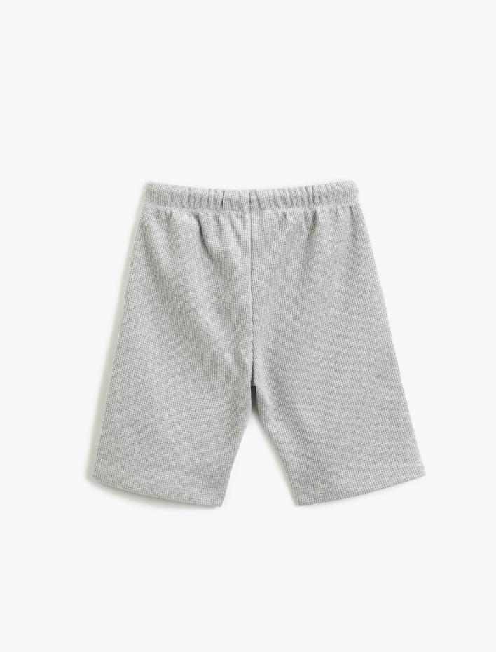 Erkek Çocuk Beli Bağlamalı Basic Şort Dokulu