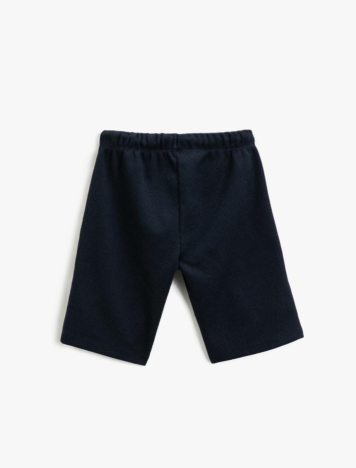 Erkek Çocuk Beli Bağlamalı Basic Şort Dokulu