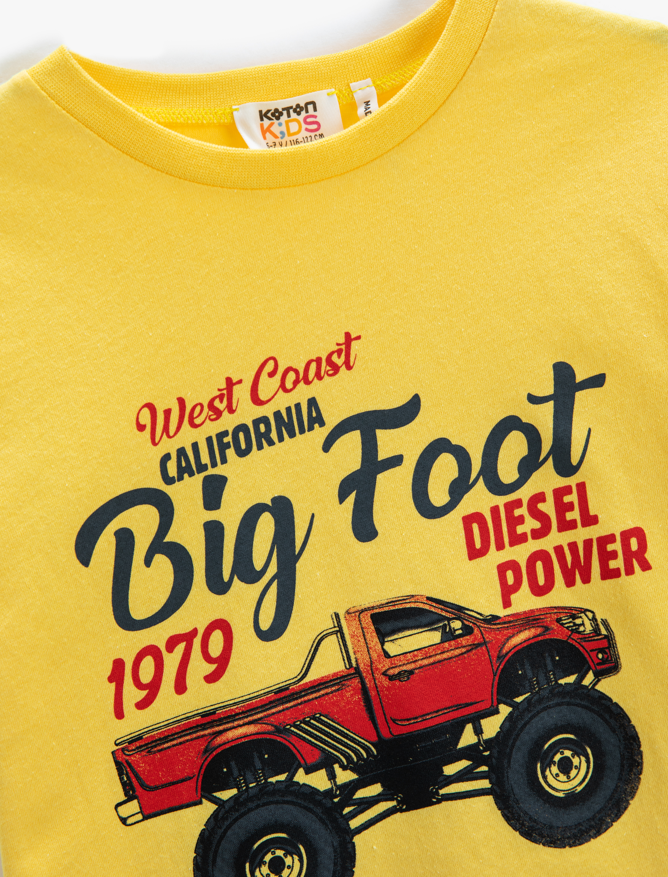  Erkek Çocuk Kamyonet Baskılı Kısa Kollu Tişört Bisiklet Yaka