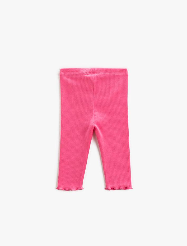 Kız Bebek Tayt Fitilli Tek Düğme Detaylı Beli Lastikli