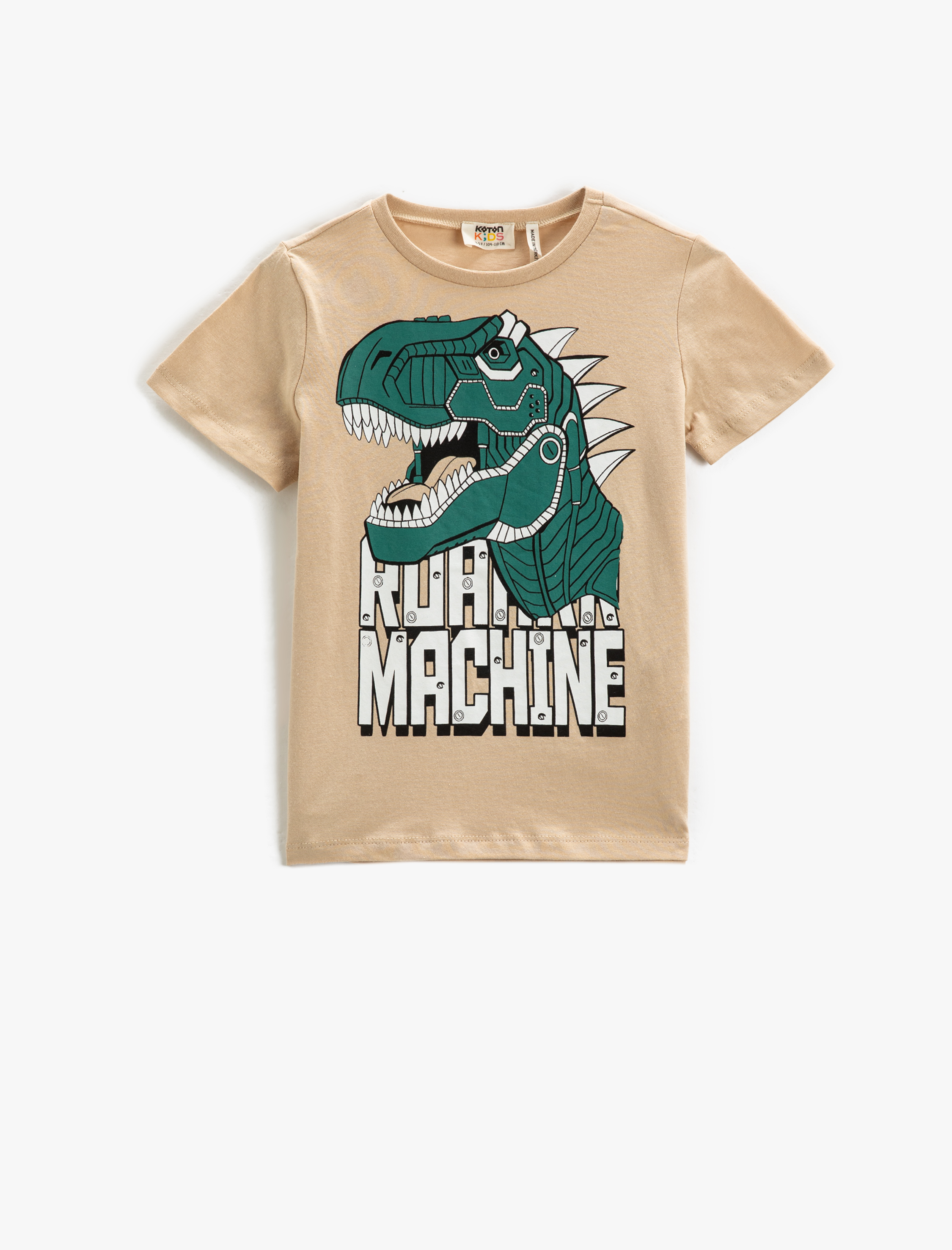  Erkek Çocuk Kısa Kollu Tişört Bisiklet Yaka Dinozor Baskılı