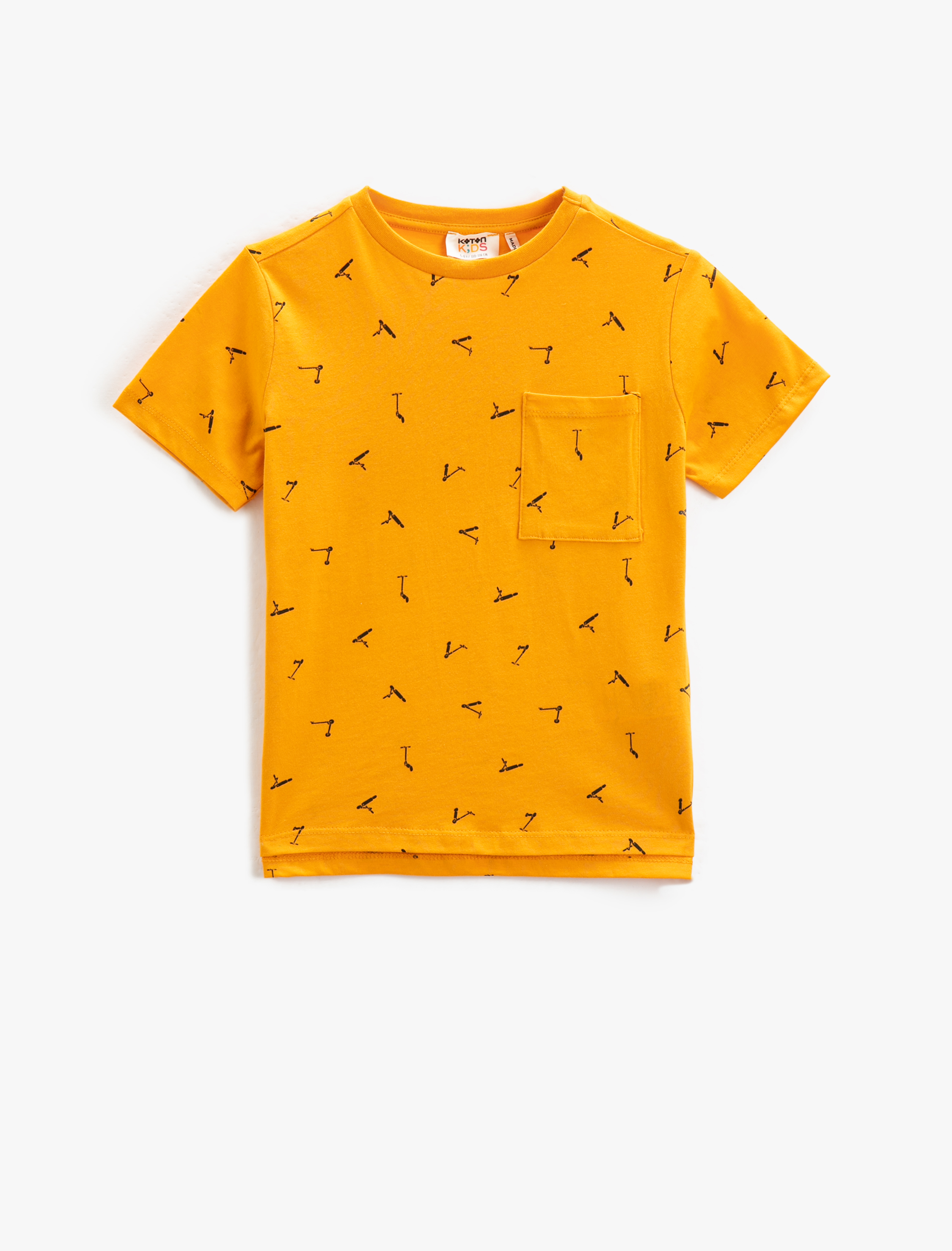  Erkek Çocuk Tişört Baskılı Kısa Kollu Bisiklet Yaka Cepli