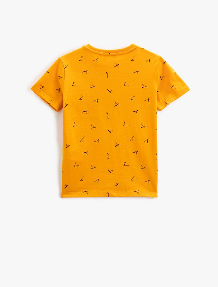 Erkek Çocuk Tişört Baskılı Kısa Kollu Bisiklet Yaka Cepli