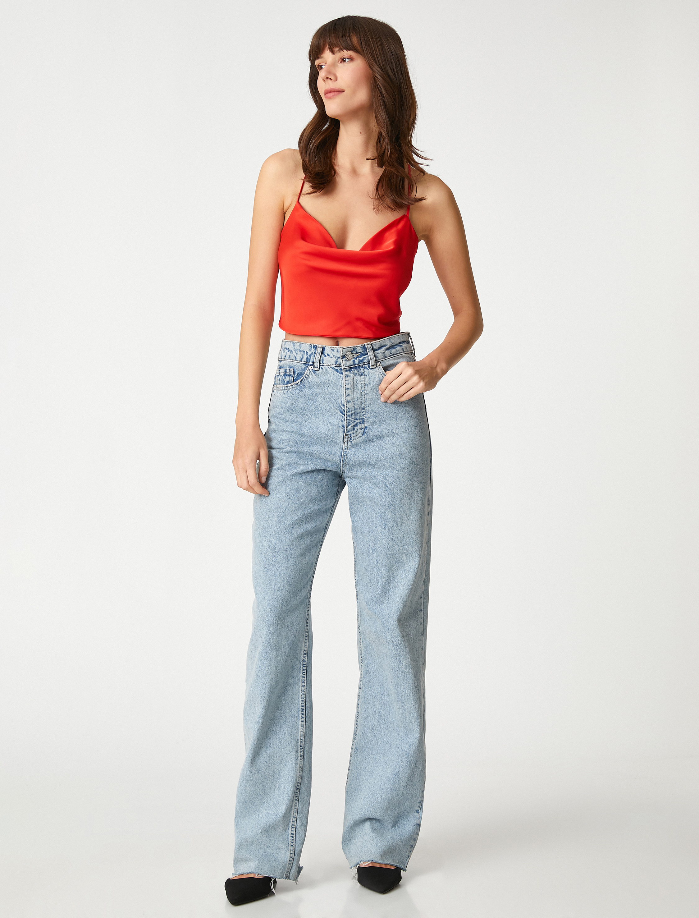   Saten Abiye Büstiyer Degaje Yaka Sırtı Bağlamalı