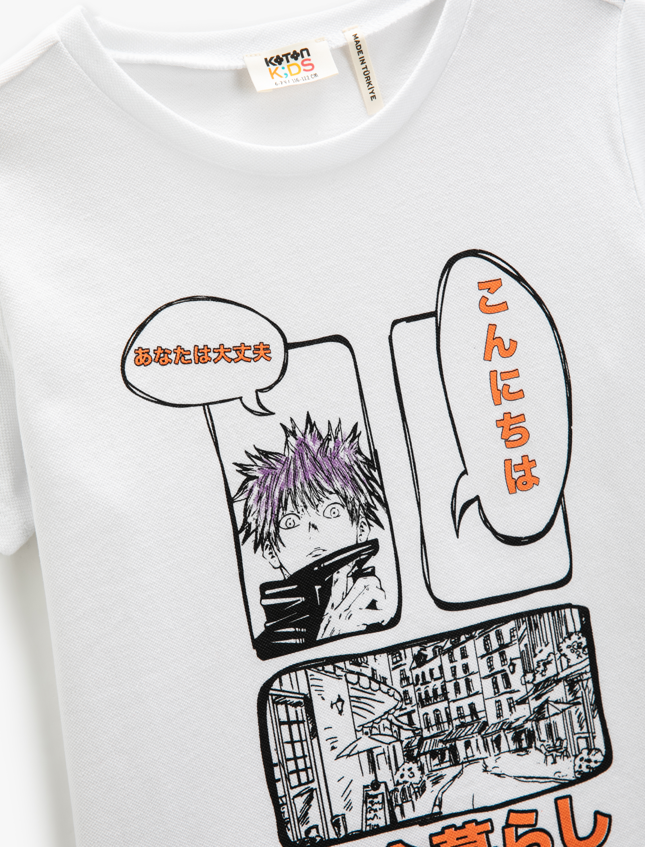  Erkek Çocuk Anime Baskılı Tişört Kısa Kollu Bisiklet Yaka Pamuklu