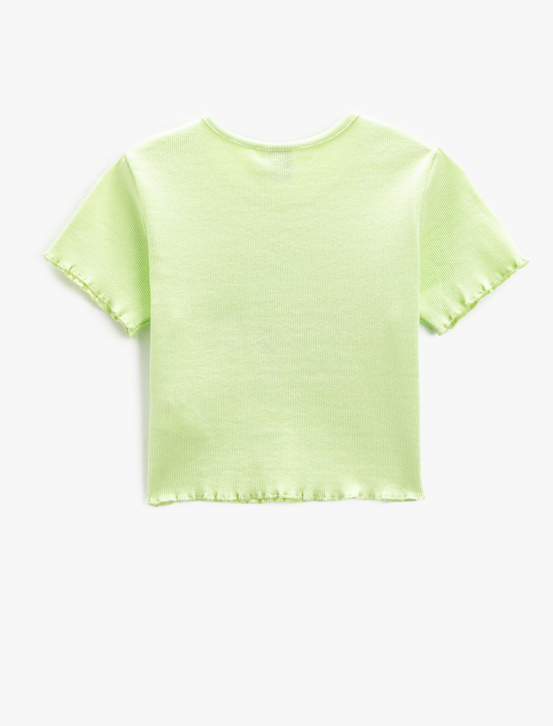  Kız Çocuk Crop Tişört Köpek Baskılı Kısa Kollu Yuvarlak Yaka Pamuklu