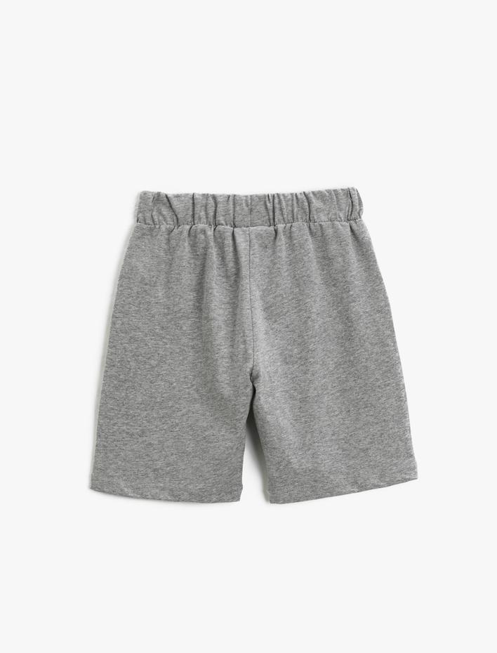 Erkek Çocuk Beli Lastikli Şort Cepli Baskı Detaylı Pamuklu