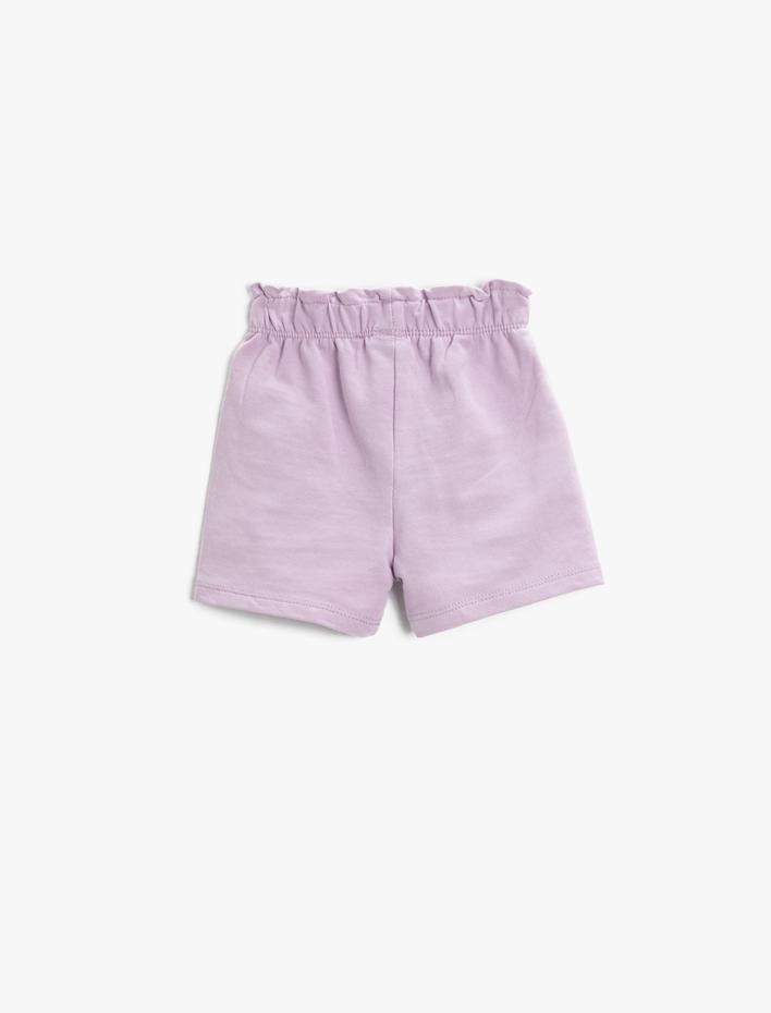 Kız Bebek Basic Şort Beli Lastikli İşleme Detaylı Pamuklu