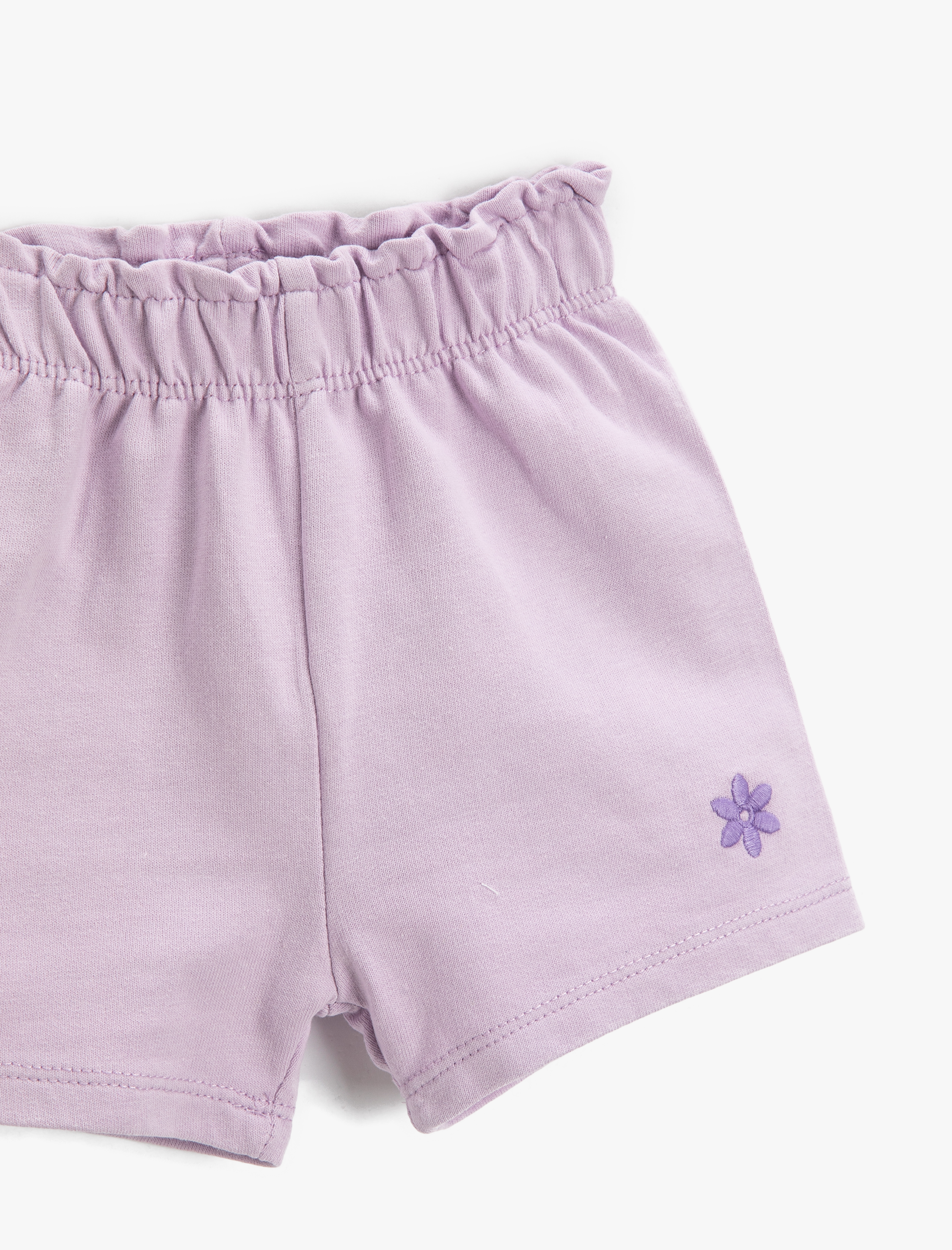  Kız Bebek Basic Şort Beli Lastikli İşleme Detaylı Pamuklu