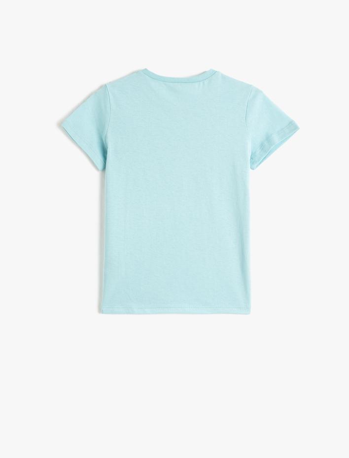 Erkek Çocuk Dinozor Baskılı Kısa Kollu Tişört Bisiklet Yaka Pamuklu