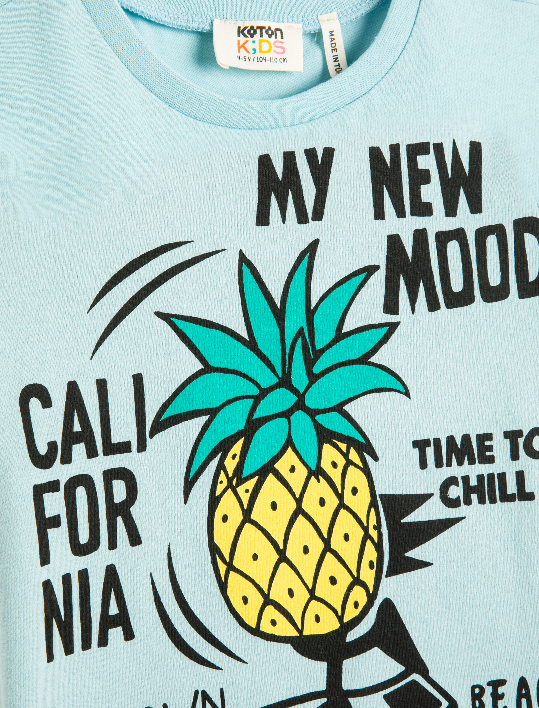  Erkek Çocuk Ananas Baskılı Tişört Kısa Kollu Bisiklet Yaka Pamuklu