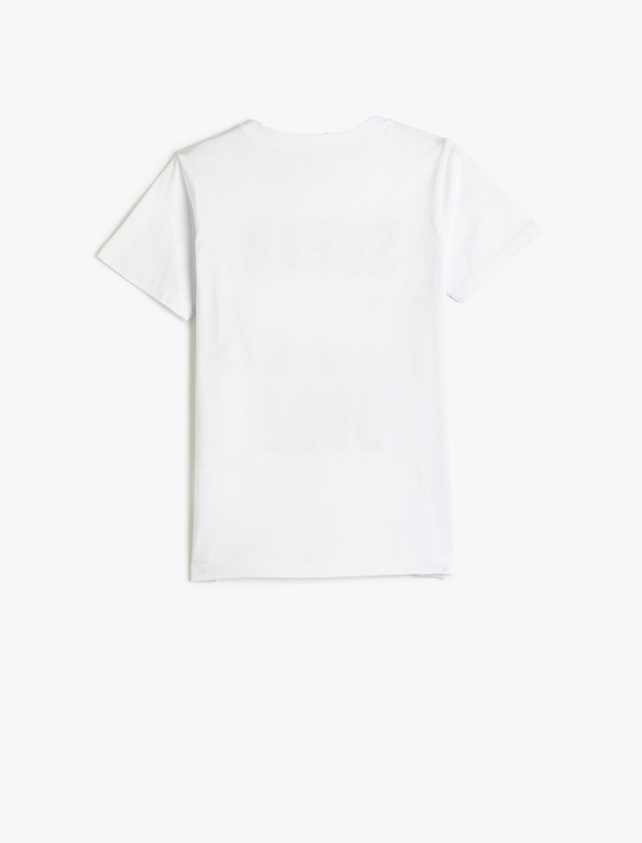 Erkek Çocuk Tişört Baskılı Kısa Kollu Bisiklet Yaka Pamuklu