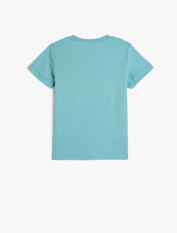 Erkek Çocuk Dinozor Baskılı Kısa Kollu Tişört Bisiklet Yaka Pamuklu