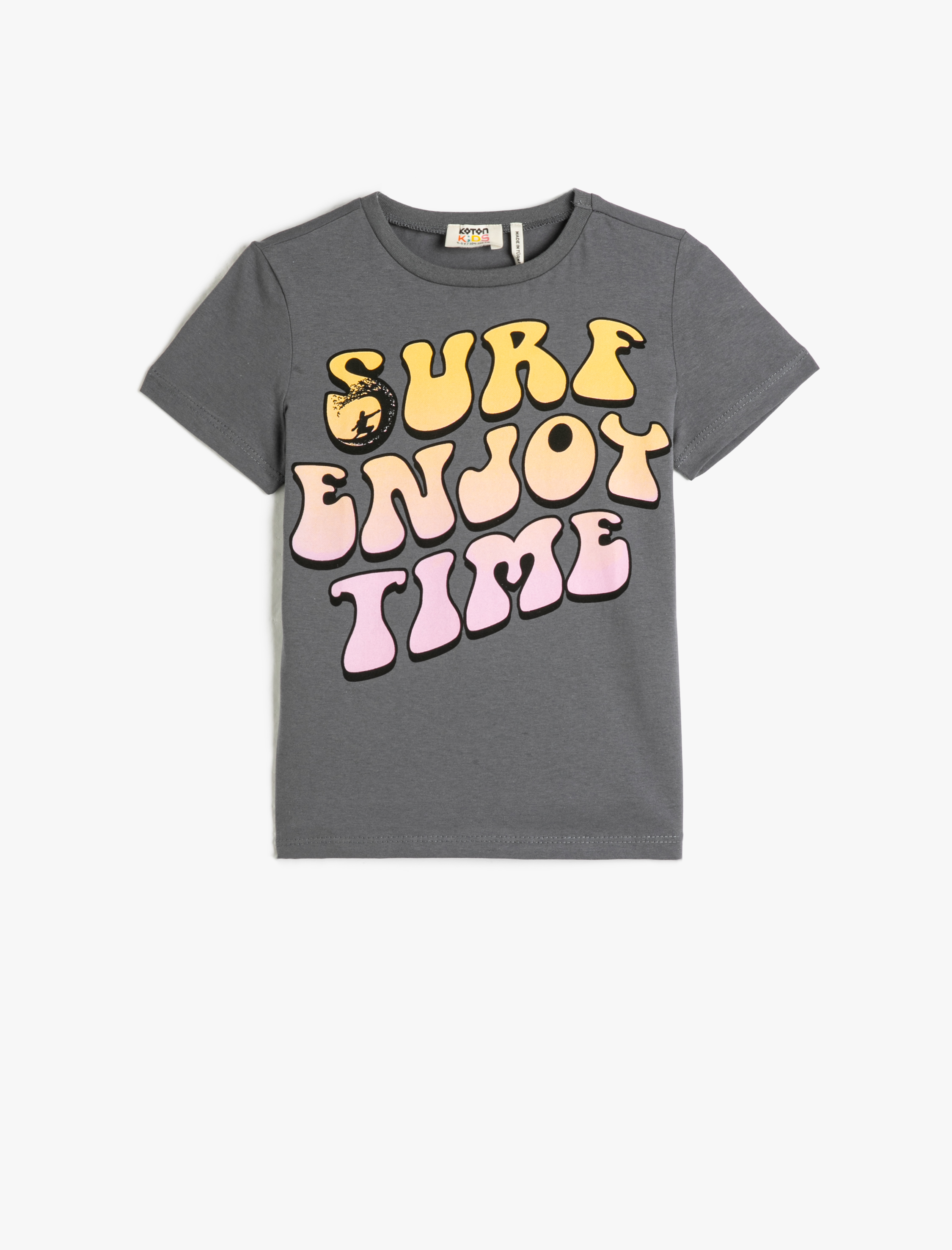  Erkek Çocuk Slogan Baskılı Kısa Kollu Tişört Bisiklet Yaka Pamuklu