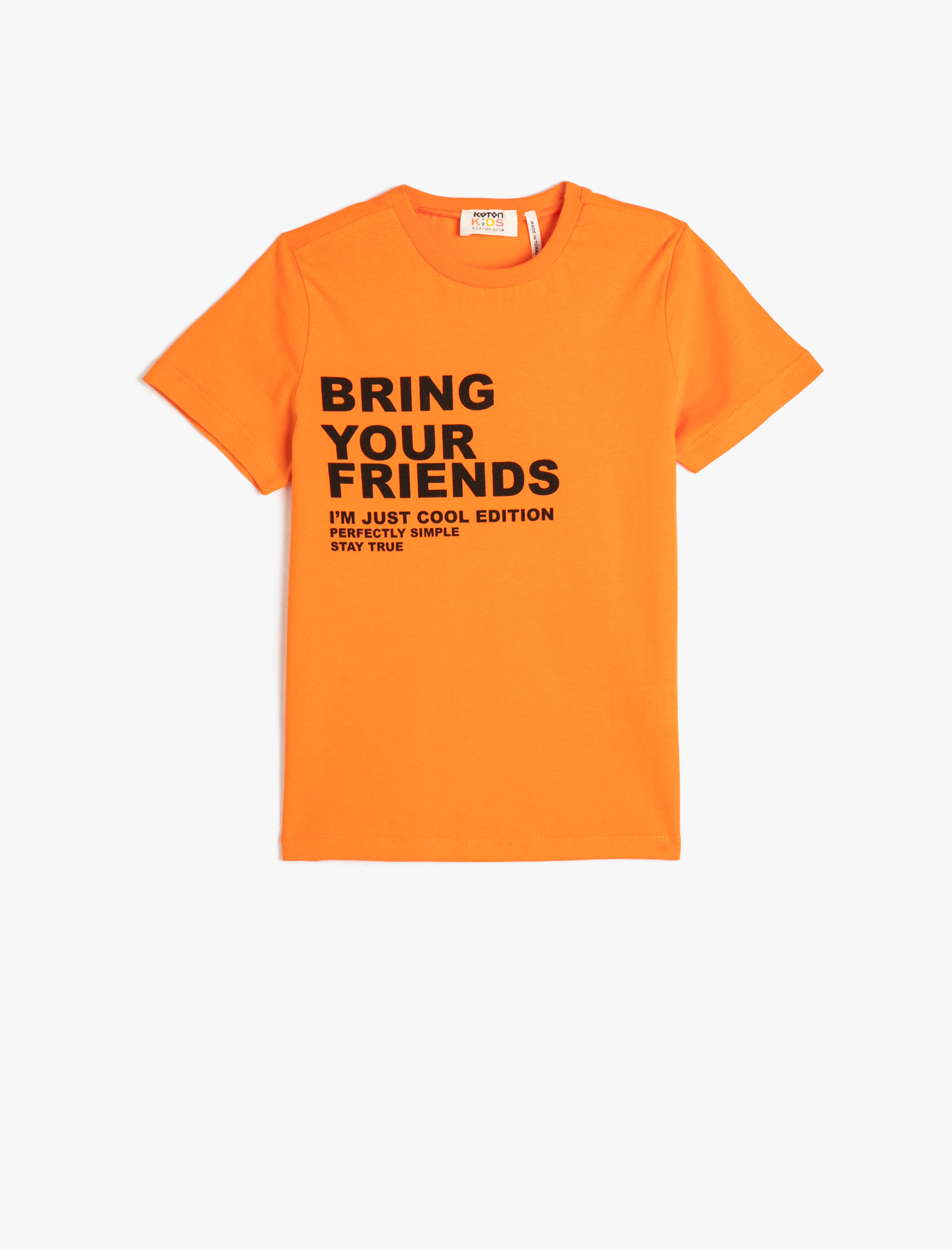  Erkek Çocuk Slogan Baskılı Kısa Kollu Tişört Bisiklet Yaka Pamuklu