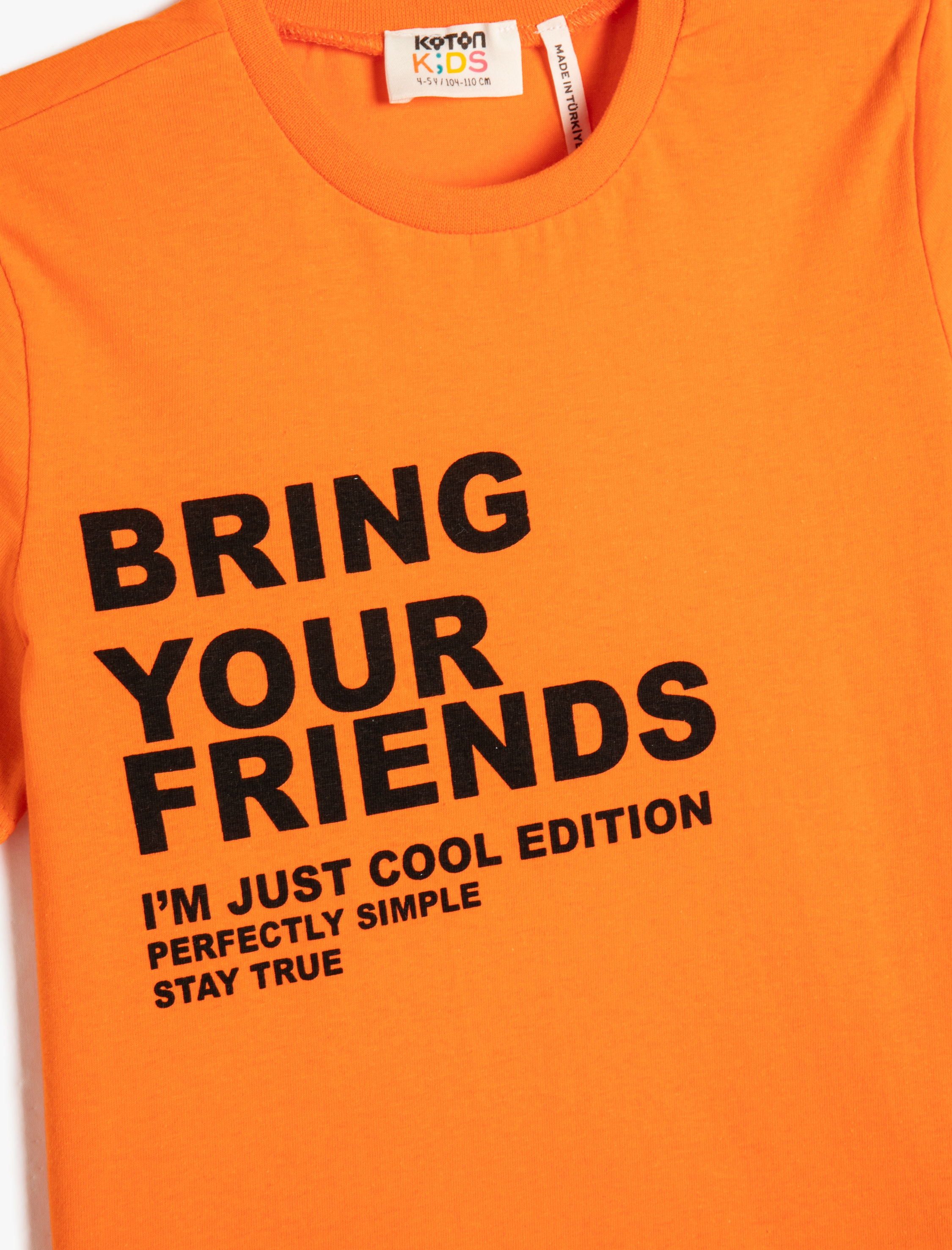  Erkek Çocuk Slogan Baskılı Kısa Kollu Tişört Bisiklet Yaka Pamuklu