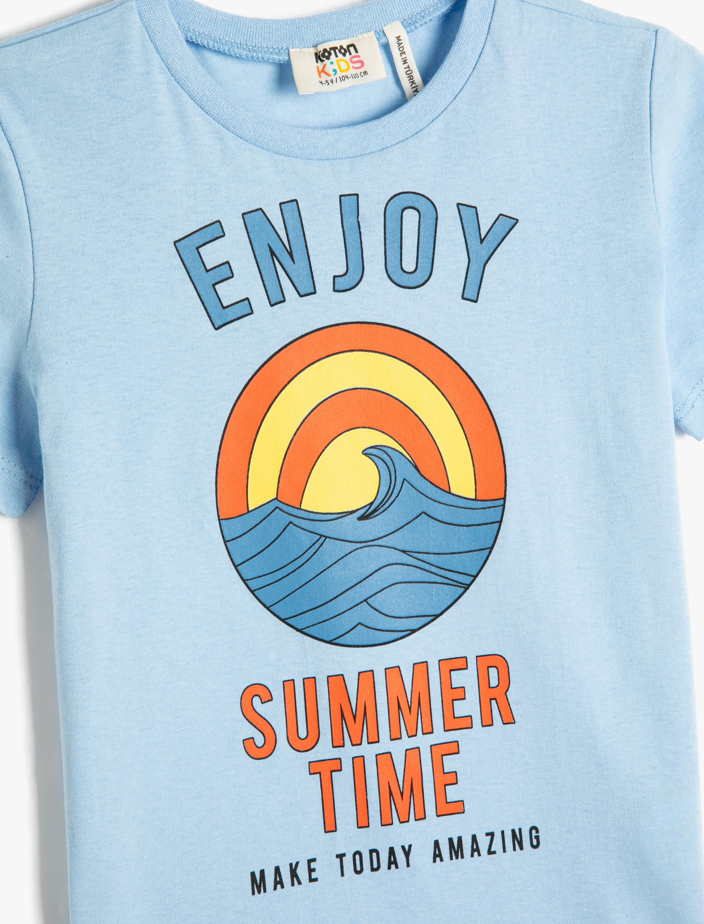  Erkek Çocuk Baskılı Kısa Kollu Tişört Bisiklet Yaka Pamuklu