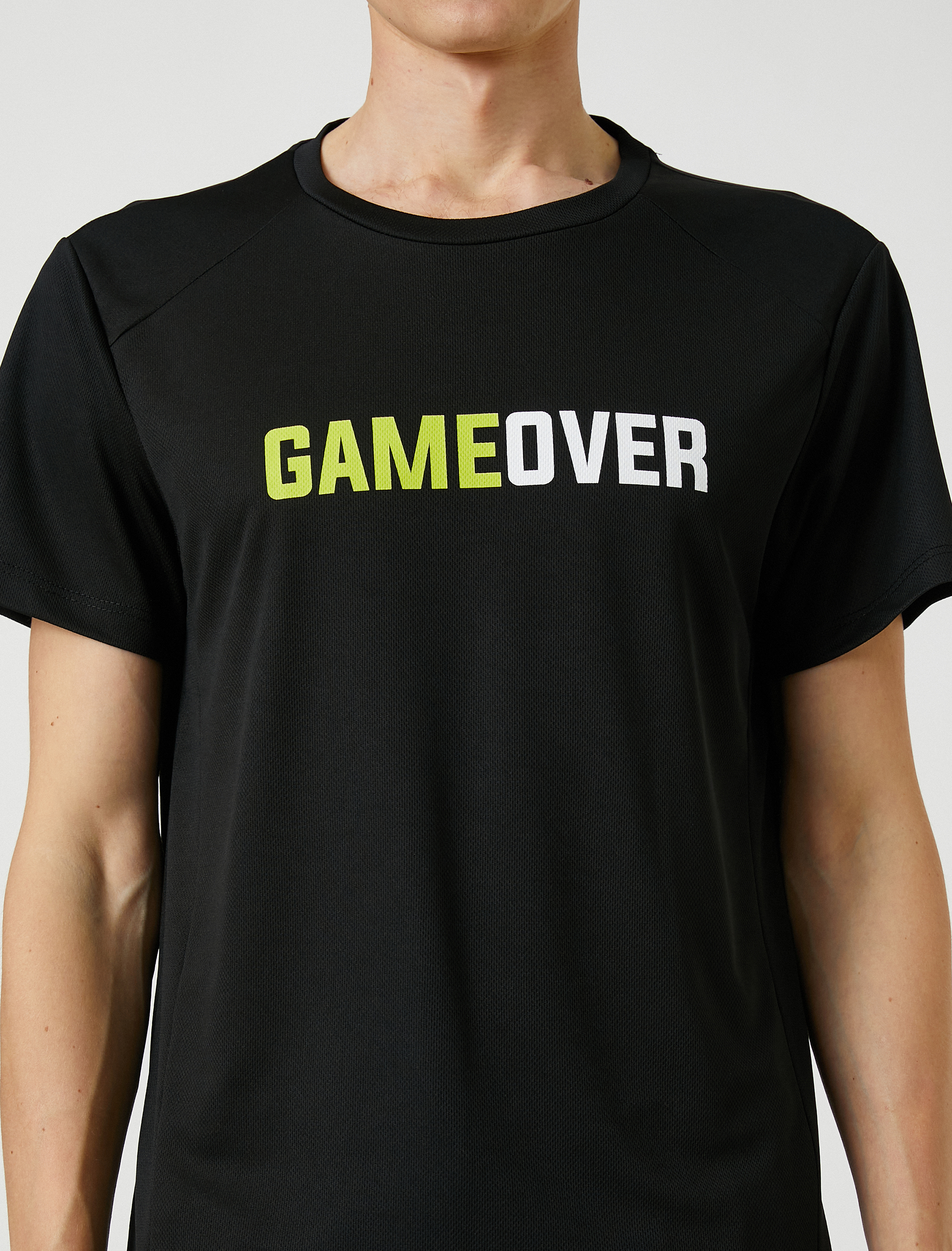   Spor Tişört Slogan Baskılı Bisiklet Yaka Kısa Kollu