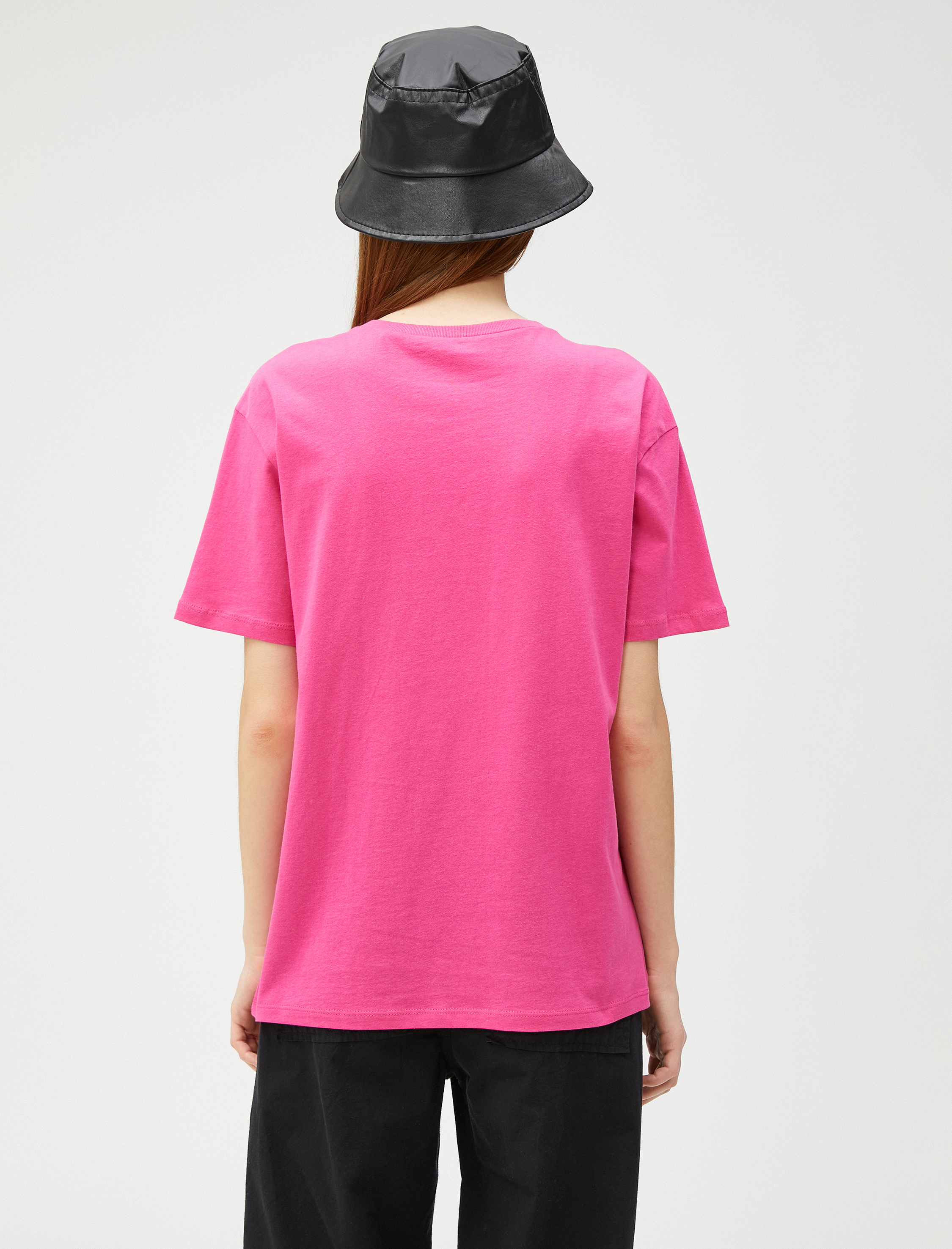 Baskılı Tişört Bisiklet Yaka Kısa Kollu Pamuklu