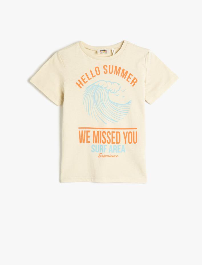 Erkek Çocuk Kısa Kollu Tişört Baskılı Bisiklet Yaka Pamuklu