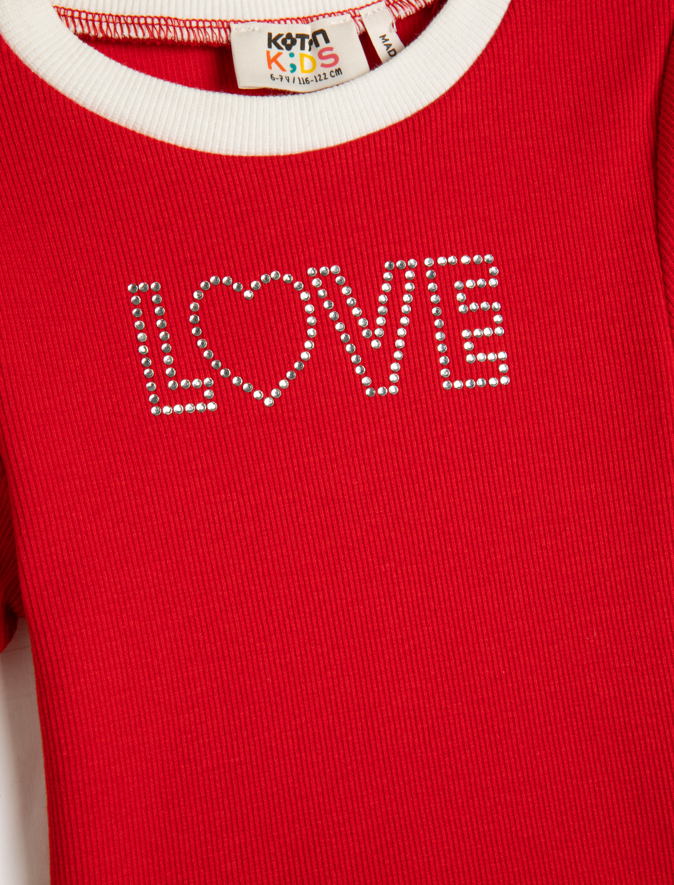  Kız Çocuk Crop Tişört Kısa Kollu Bisiklet Yaka Ribanalı İşleme Detaylı