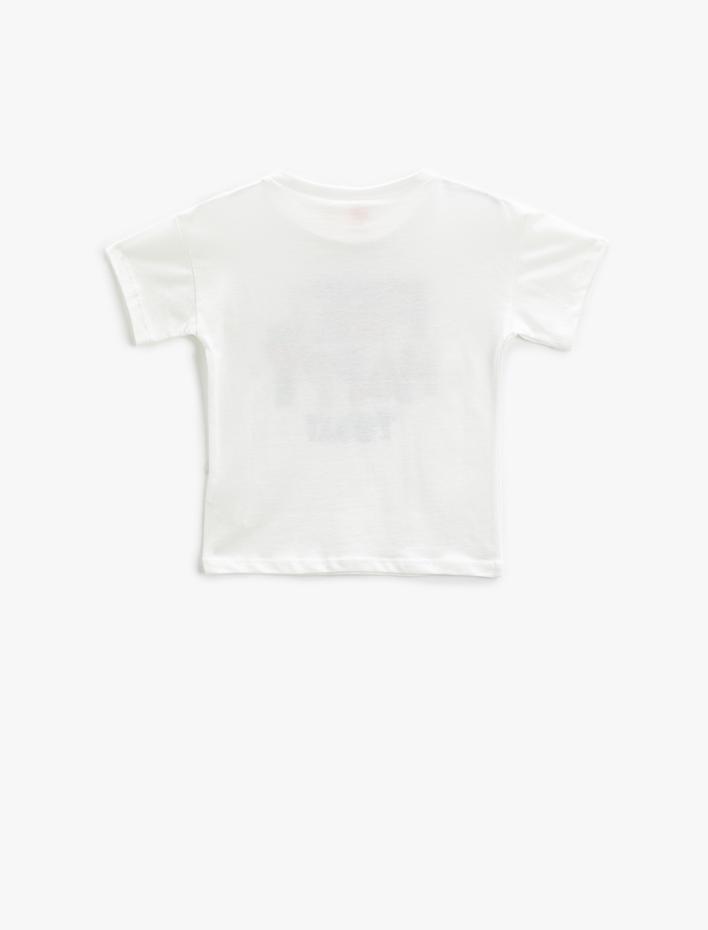 Erkek Bebek Tişört Baskılı Kısa Kollu Bisiklet Yaka Pamuklu