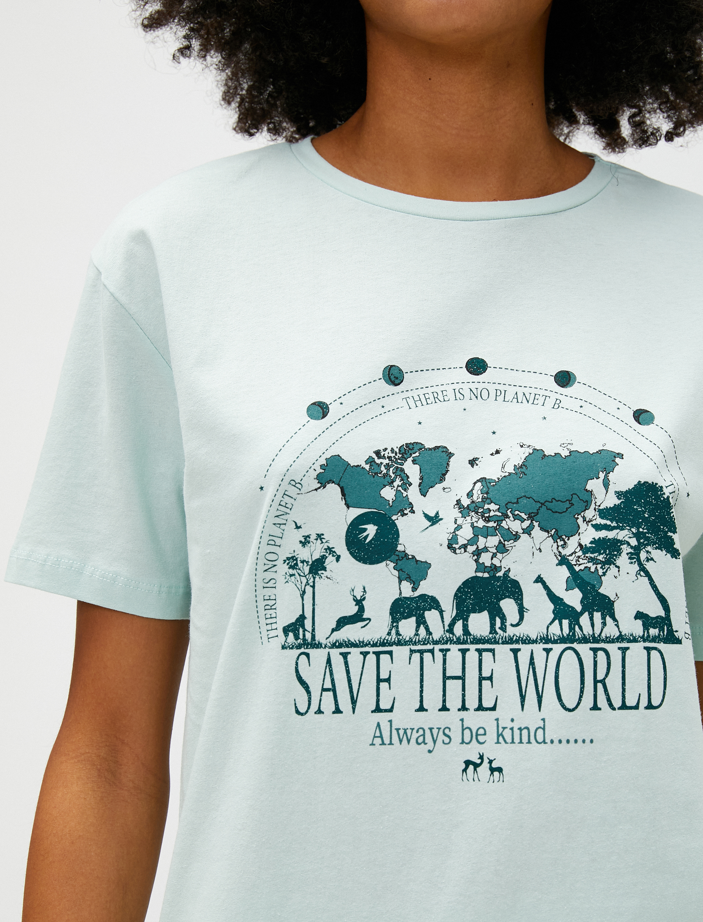   Baskılı Tişört Kısa Kollu Bisiklet Yaka Pamuklu