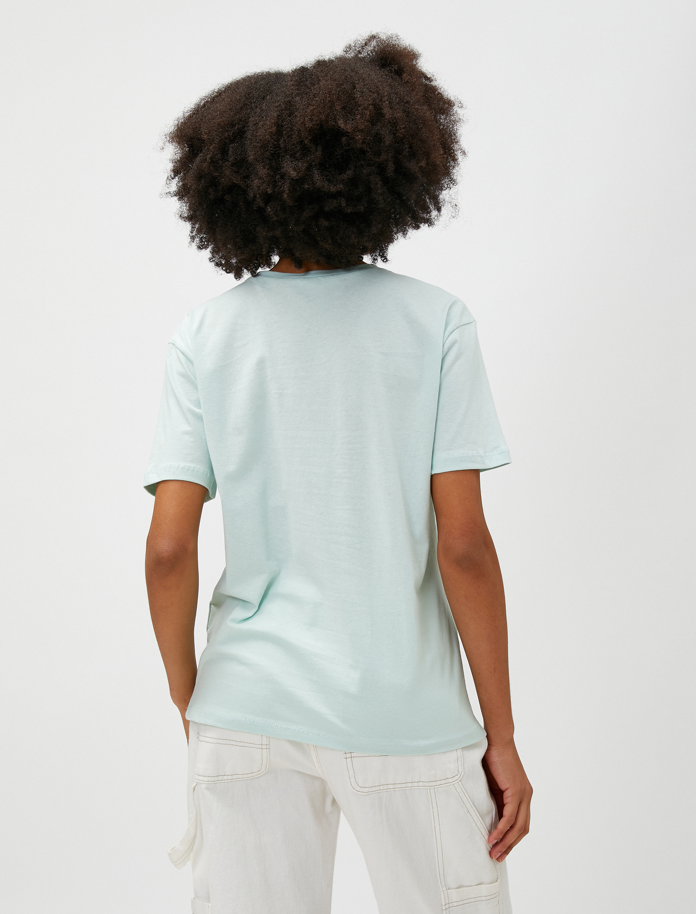   Baskılı Tişört Kısa Kollu Bisiklet Yaka Pamuklu