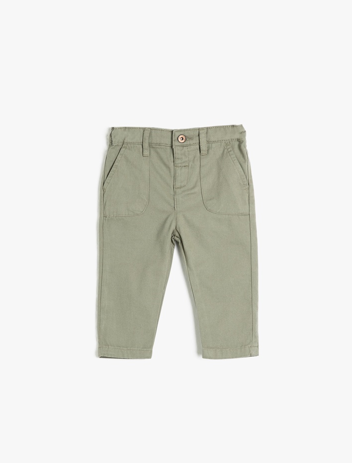 Erkek Bebek Pantolon Cepli Pamuklu Beli Ayarlanabilir Lastikli