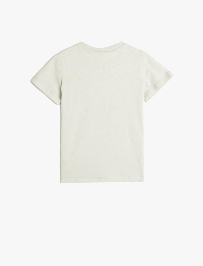 Erkek Çocuk Tişört Kısa Kollu Bisiklet Yaka Baskılı Pamuklu