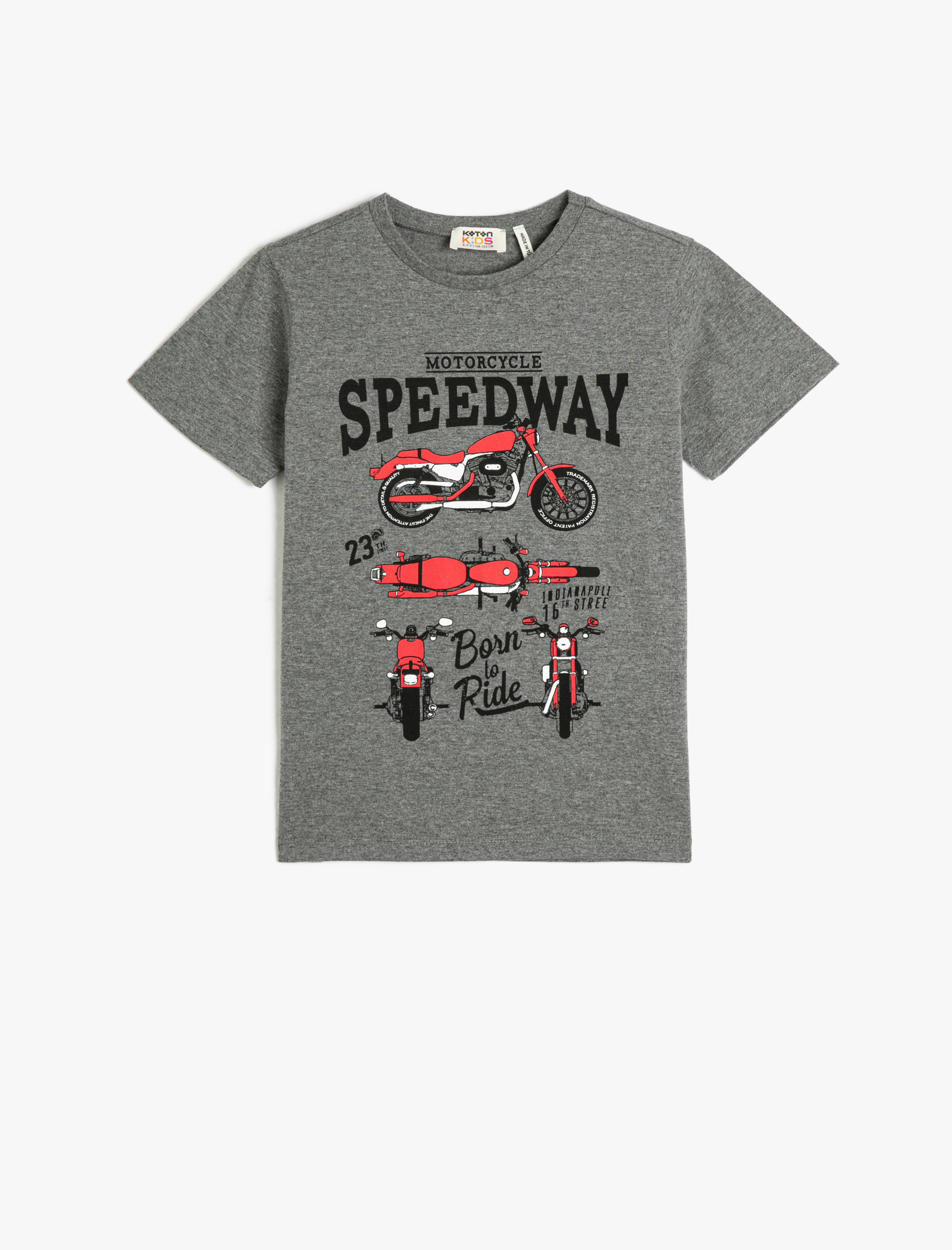  Erkek Çocuk Motorsiklet Baskılı Tişört Yarış Temalı Bisiklet Yaka Kısa Kollu