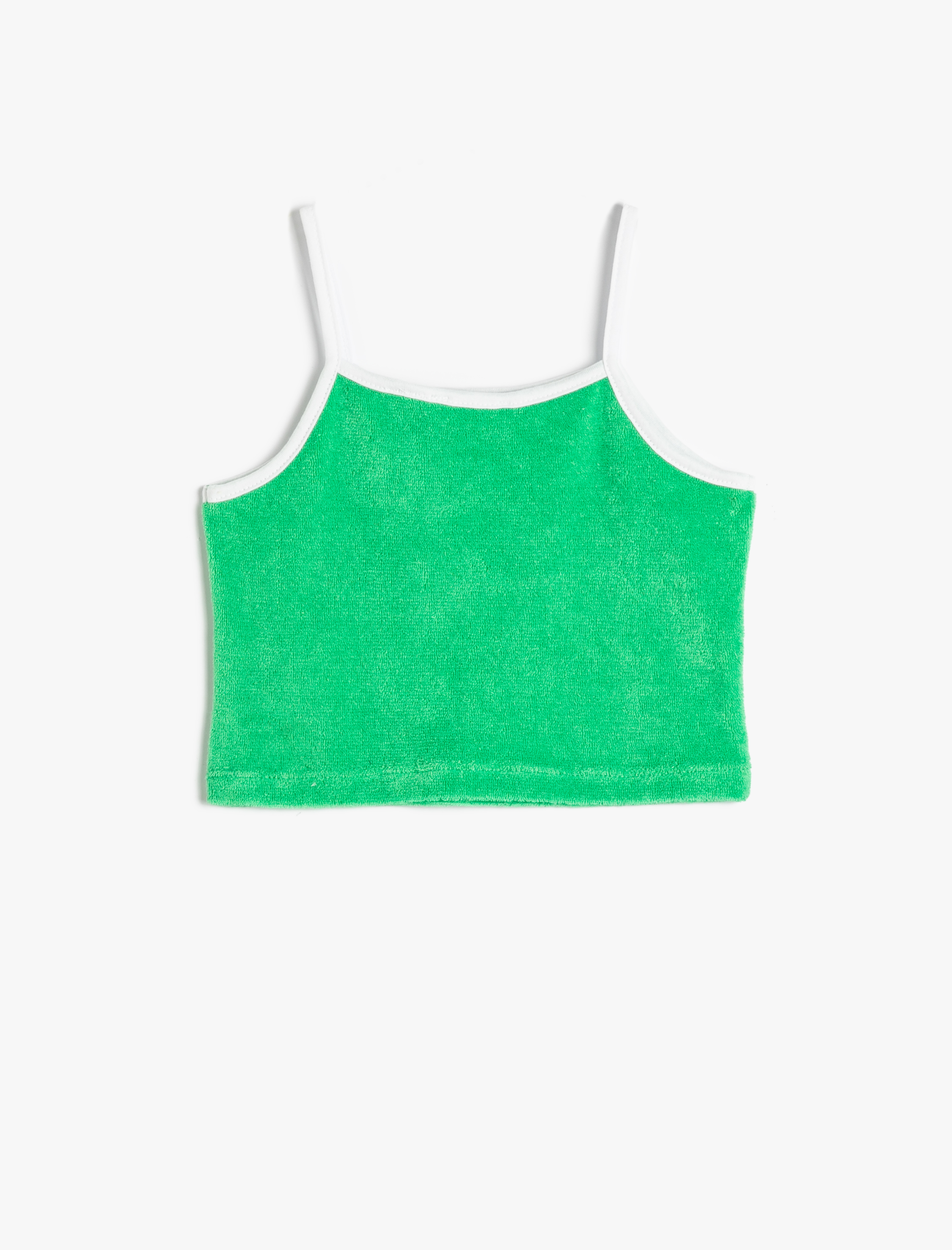  Kız Çocuk Atlet Crop Askılı Havlu Kumaş İşleme Detaylı Pamuklu