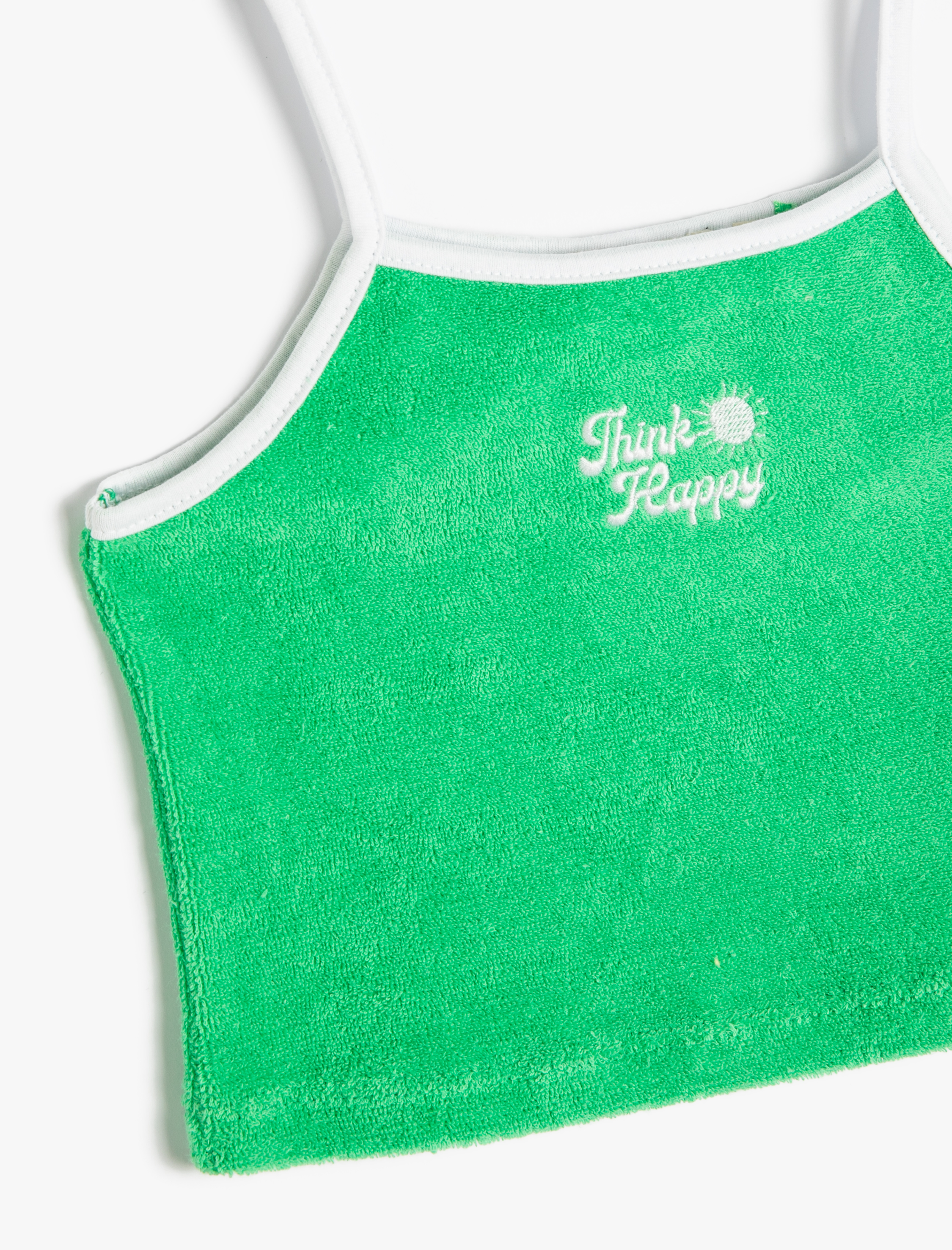  Kız Çocuk Atlet Crop Askılı Havlu Kumaş İşleme Detaylı Pamuklu